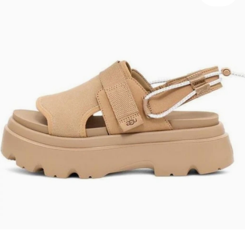 Ugg Cady Plateform Sandals In Sand Suede Leather Designer Summer Walking Shoe 77